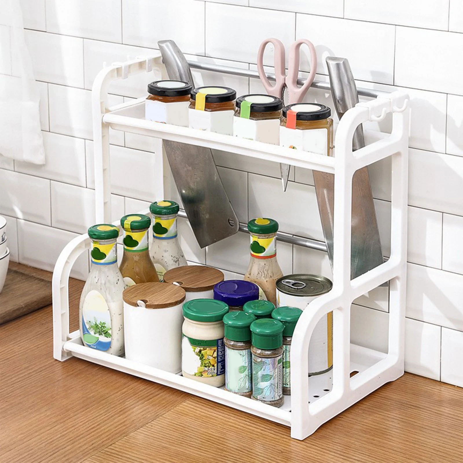 Double layer kitchen storage rack
