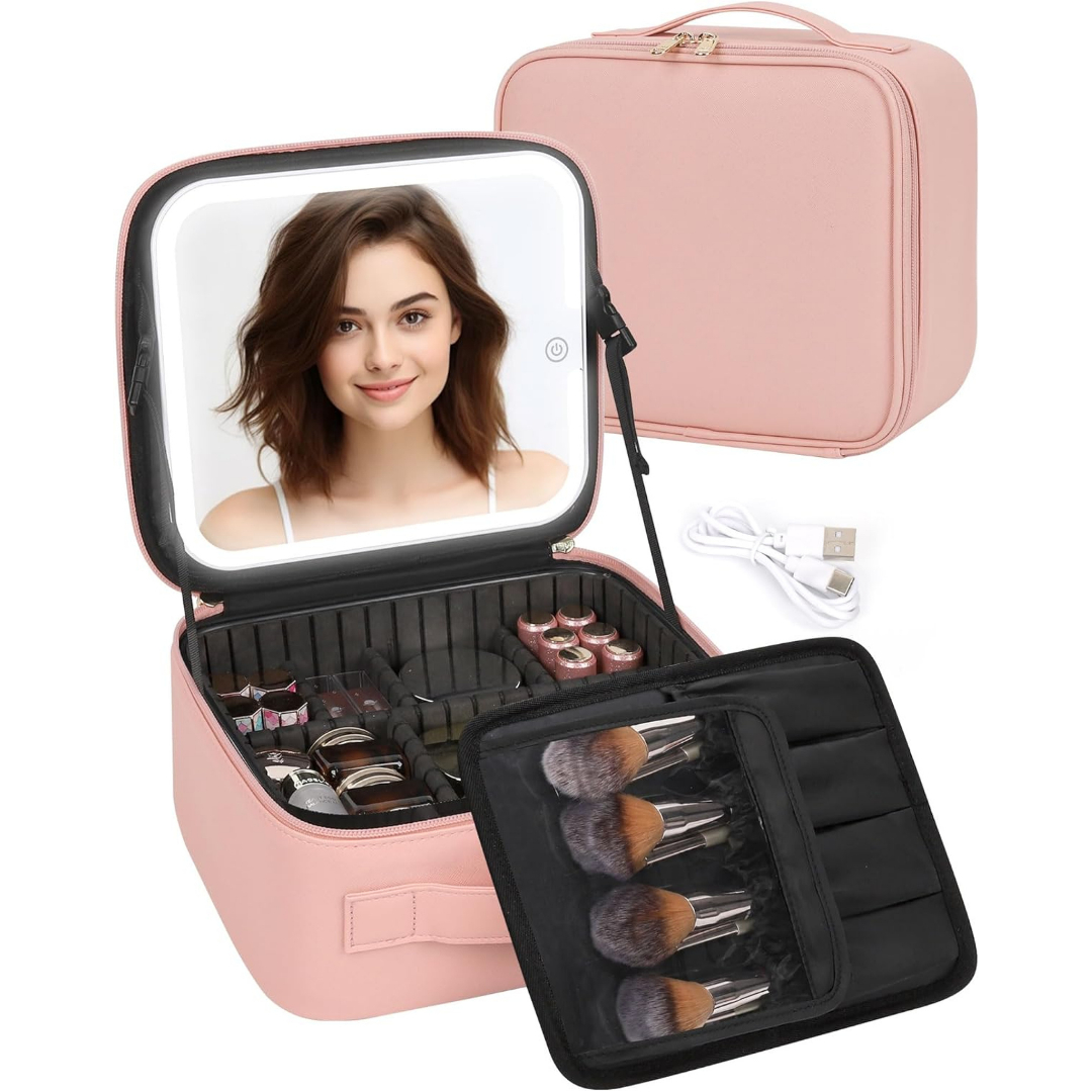 Led Makeup Mirror Handheld Make Up Box