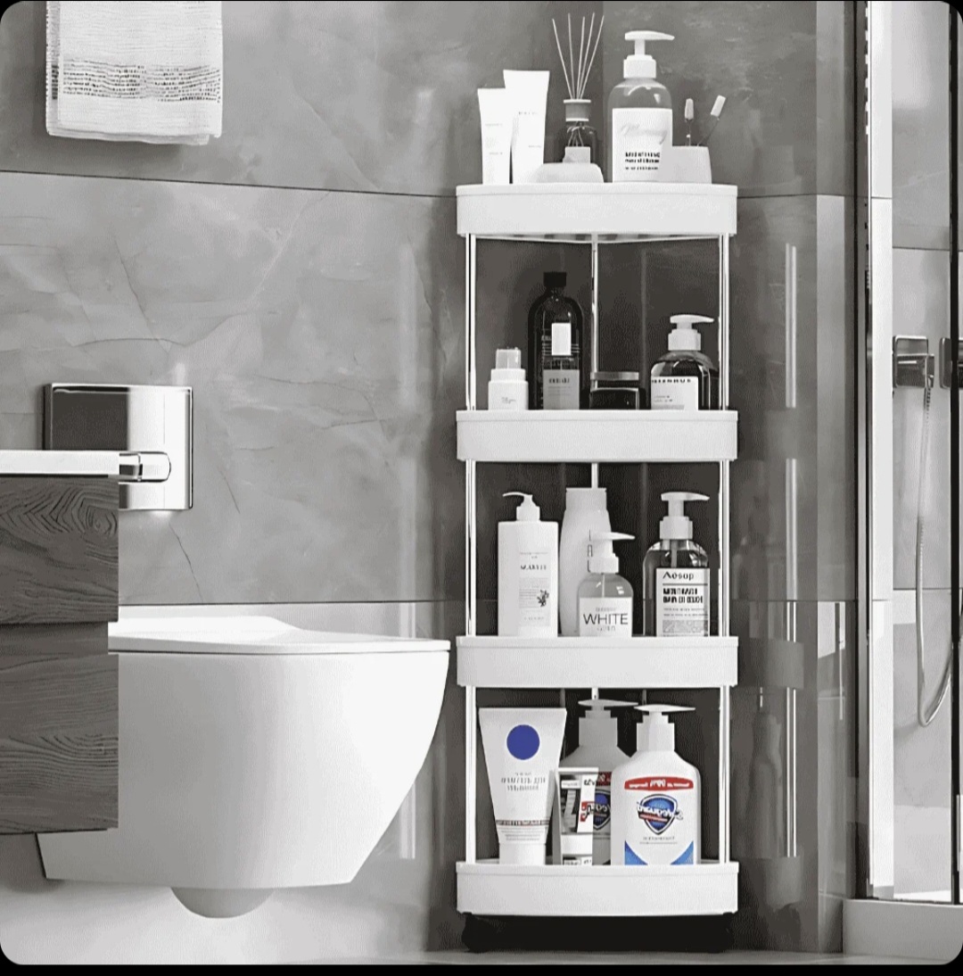 4 Layer Bathroom Corner Rack With Wheels