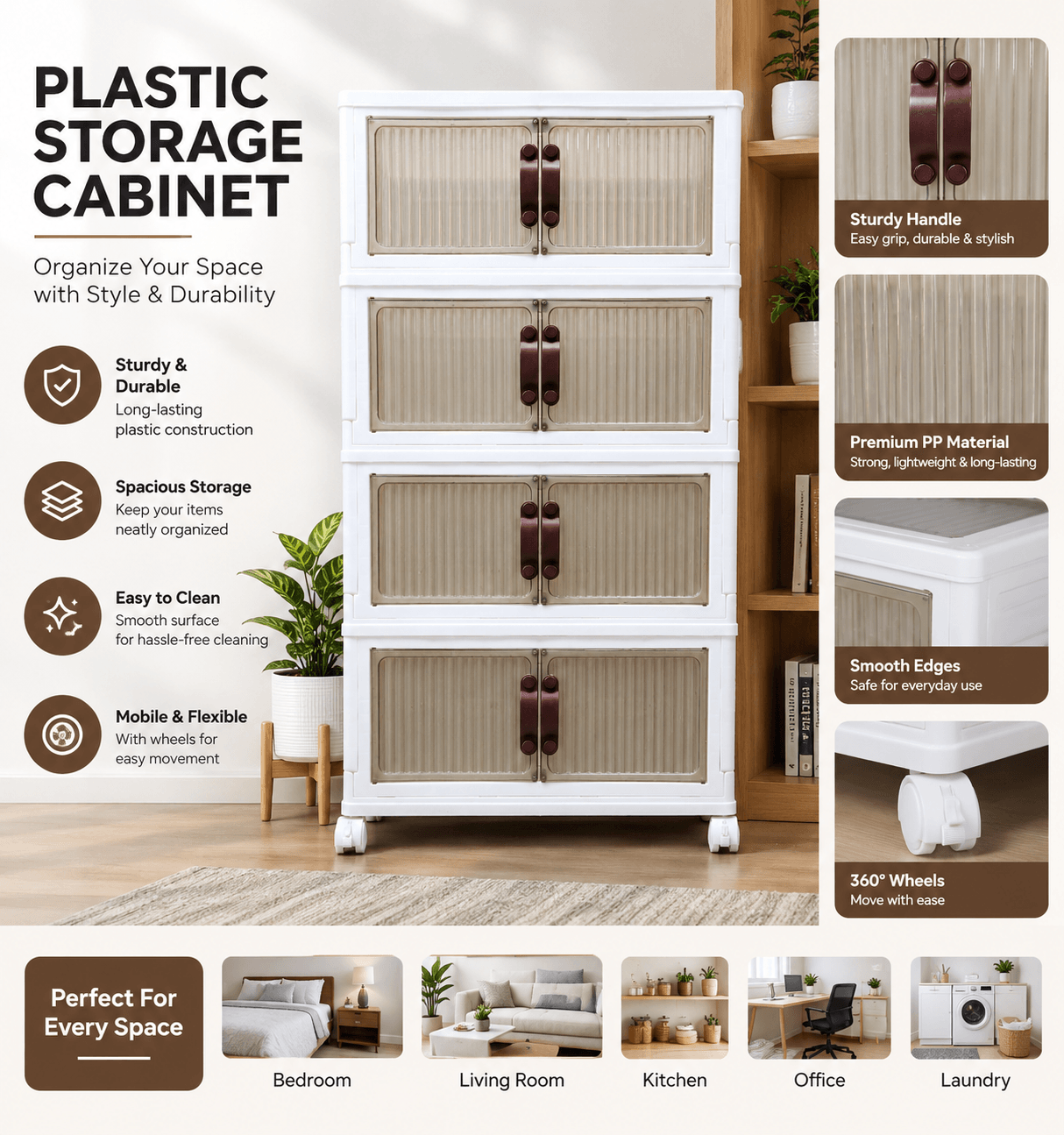 4 layer Movable Cupboard With Wheels